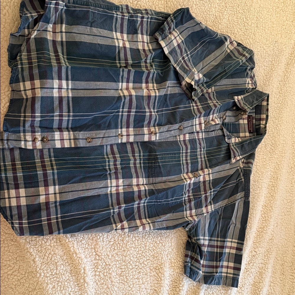 Roundtree & Yorke Men's Multicolor Plaid Button Down Shirt